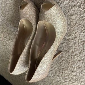 Gold glitter platform shoes
